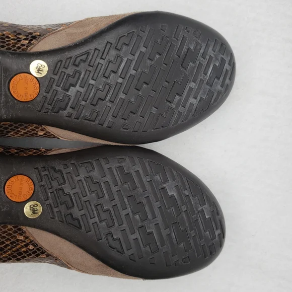 Sesto Meucci Tasseled Brown Leather & Suede Snake Embossed Slip On Flats Sz 8M. - Picture 8 of 10